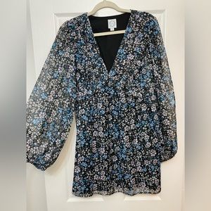 Blue and Black size S dress. With ballon Sleeves. Blue Rain brand